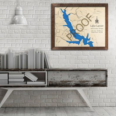 Lake Lanier GA 3D Wood Map