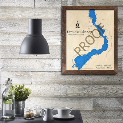 Lake Okoboji (East) 3D Wood Map