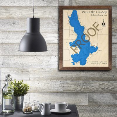Lake Okoboji (West) 3D Wood Map