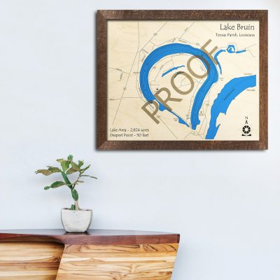Lake Bruin LA 3D Wood Map