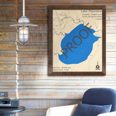 Lake Maurepas 3D Wood Map