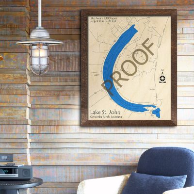 Lake St John 3D Wood Map