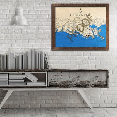 Coast of Louisiana 3D Wood Map