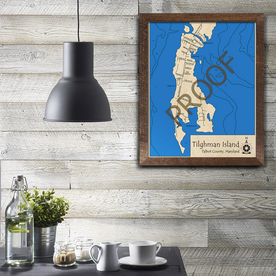 Tilghman Island - Chesapeake Bay 3D Wood Map, Maryland, Laser-Cut