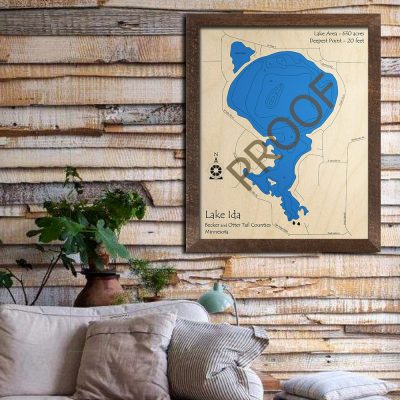 Lake Ida Becker / Otter Tail County 3D Nautical Wood Map