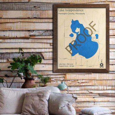 Lake Independence MN 3D Nautical Wood Map