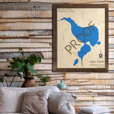 Lake Edith MN 3D Wood Map