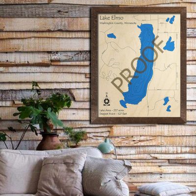 Lake Elmo MN 3D Wood Map