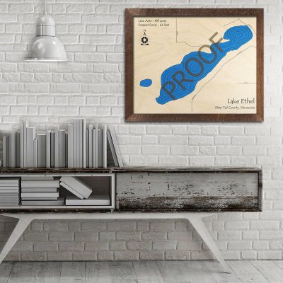 Lake Ethel MN 3D Wood Map