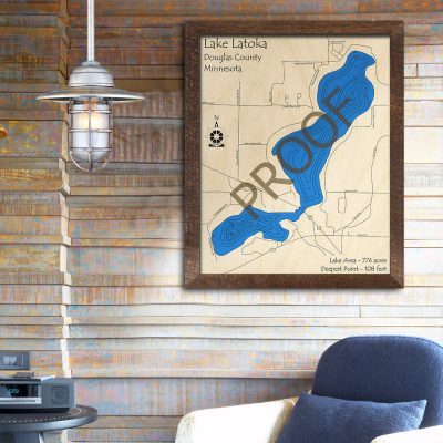 Lake Latoka MN 3D Wood Map