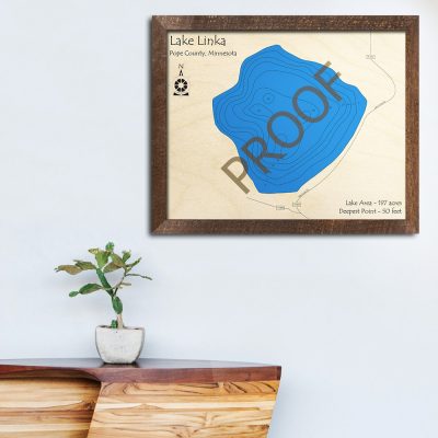Lake Linka MN 3D Wood Map
