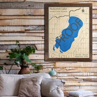 Lake Nokomis MN 3D Wood Map