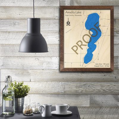 Amelia Lake MN 3D Wood Map