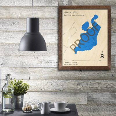 Anna Lake MN 3D Wood Map