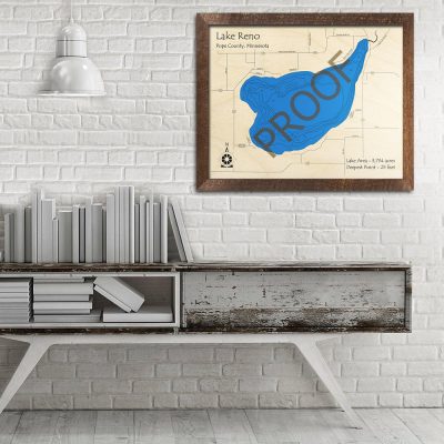 Lake Reno MN 3D Wood Map