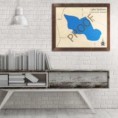 Lake Sanborn MN 3D Wood Map