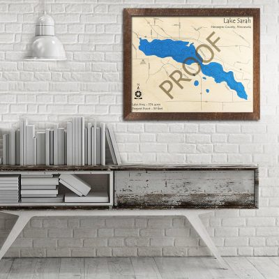 Lake Sarah MN 3D Wood Map
