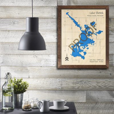 Lake Shetek MN 3D Wood Map