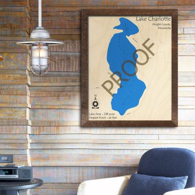 Lake Charlotte MN 3D Wood Map