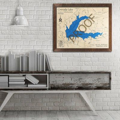 Grenada Lake MS 3D Nautical Wood Map