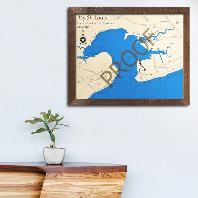 Bay St Louis MS 3D Nautical Wood Map