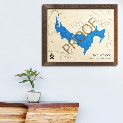 Lake Johnson NC 3D Wood Map
