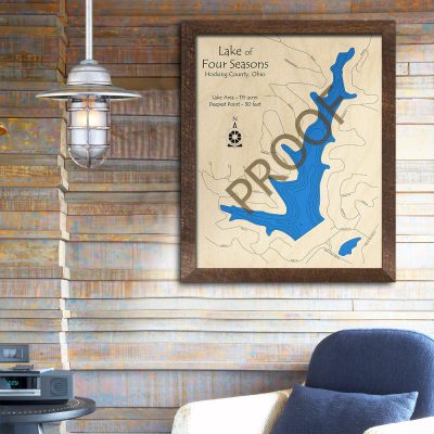 Lake of Four Seasons 3D Wood Map Lake Art