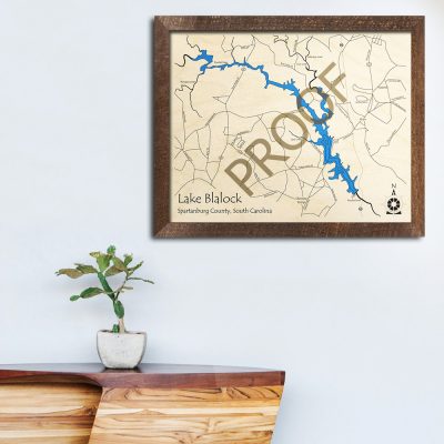Lake Blalock SC 3D Wood Map Art