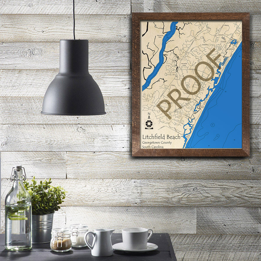 Litchfield Beach - Pawleys Island SC 3D Wood Map, South Carolina