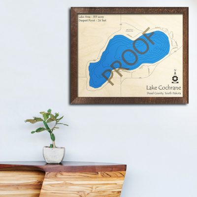 Lake Cochran SD 3D Wood Map Art