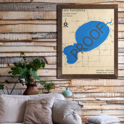 Lake Kampeska 3D Wood Map
