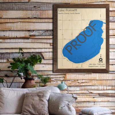 Lake Poinsett SD 3D Wood Map