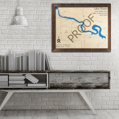 Lake Sharpe SD 3D Wood Map Art