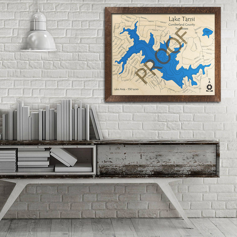 Lake Tansi TN Wood Map, Tennessee, Custom Lake Art