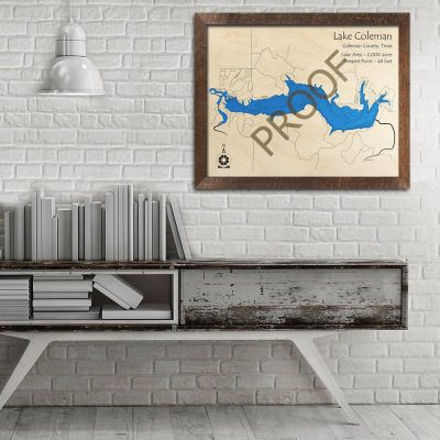 Lake Coleman TX 3D Wood Map
