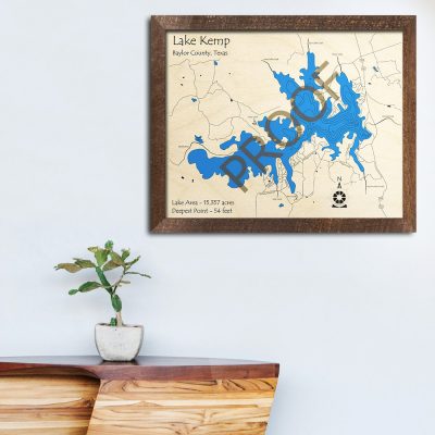 Lake Kemp TX 3D Wood Map Art