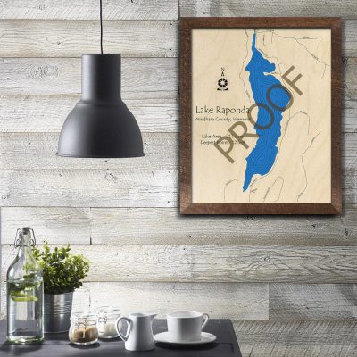 Lake Raponda VT 3D Wood Map Art