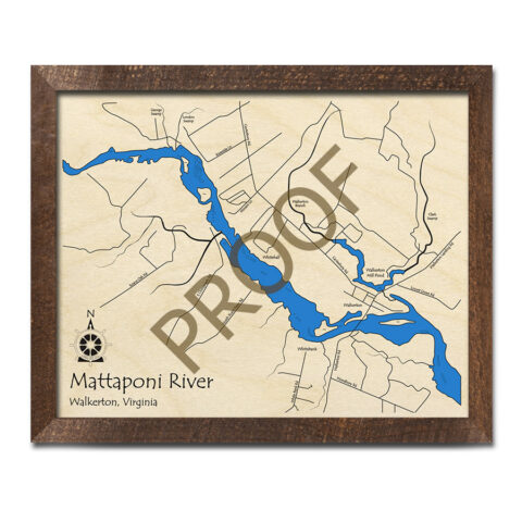 Mattaponi River 3D Wood Map, Virginia, Custom Map Art