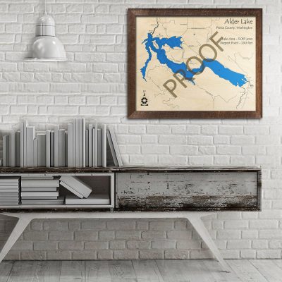 Alder Lake WA 3D Wood Map Art