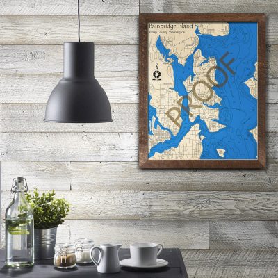 Bainbridge Island 3D Nautical Wood Map
