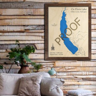 Lake Cle Elum WA 3D Wood Map Art