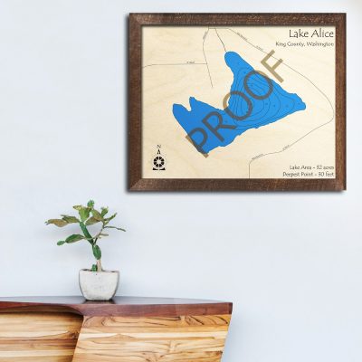 Lake Alice WA 3D Wood Map Art