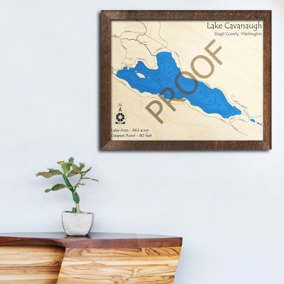 Lake Cavanaugh WA 3D Wood Map Art