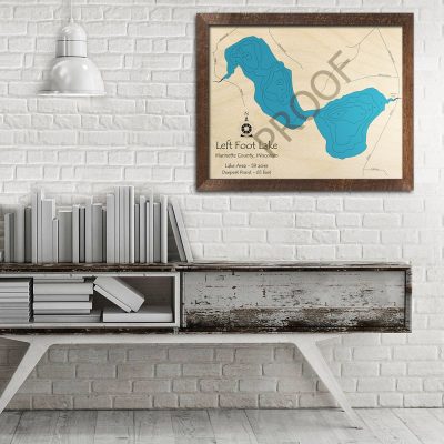 Left Foot Lake WI 3D Wood Map Art