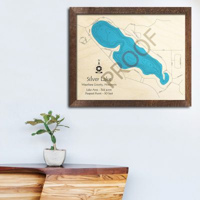 Silver Lake Waushara (WI) 3D Nautical Wooden Map