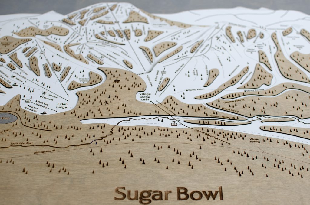 Sugar Bowl Ski Trail Map 3D Wooden Ski Resort Art