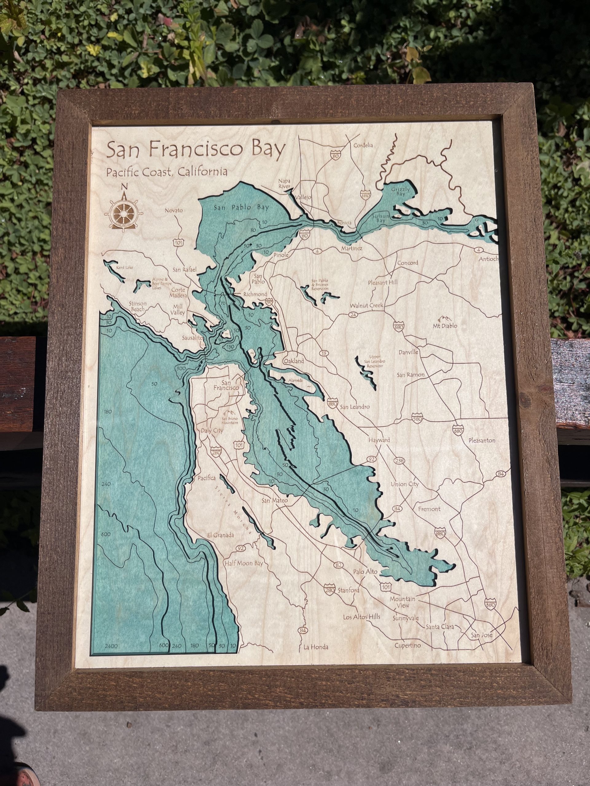 San Francisco Bay Area San Francisco Nautical Wood Maps